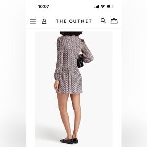 Maje Floral Print Long-Sleeve Mini Dress in Black and White